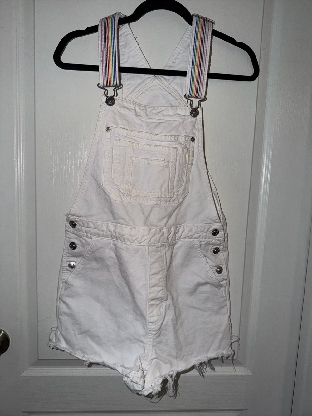 American Eagle pride white overalls